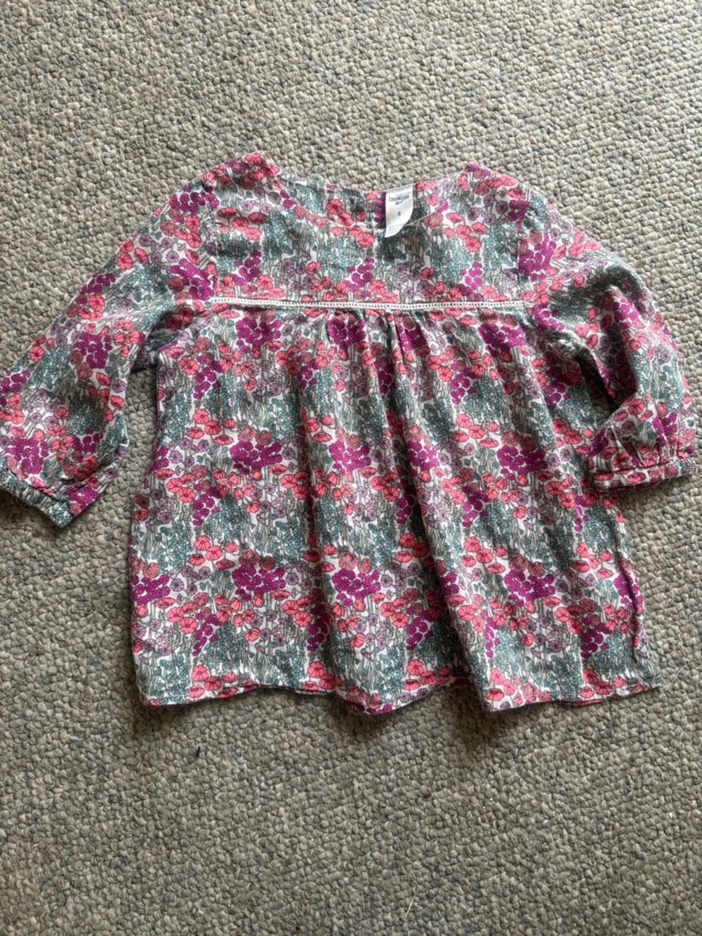 OshKosh B'gosh Floral Peasant Blouse - Pink & Green
